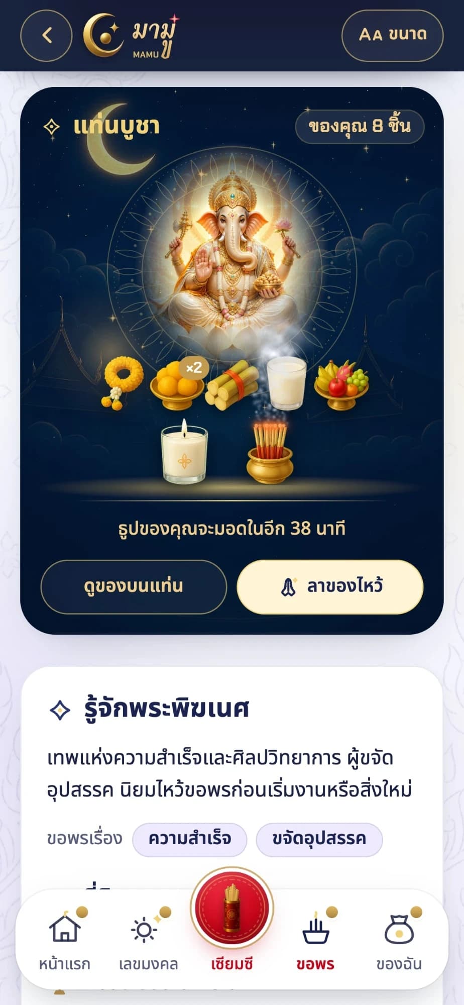 MAMUのガネーシャの祭壇とお供え物